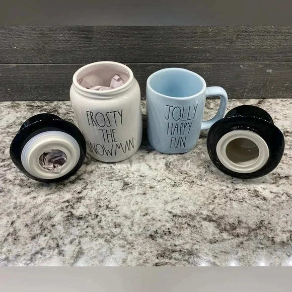 New Rae Dunn Frosty the Snowman Set Jolly Happy Fun Mug & Canister - Picture 8 of 11